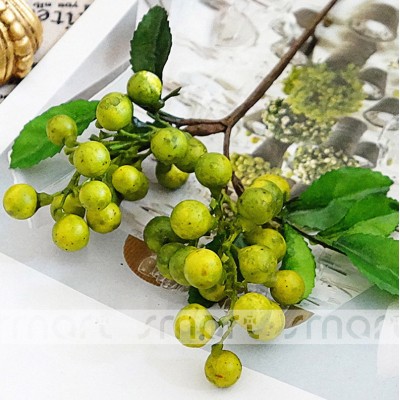 2 Branches Artificial Silk Dark Green Berries Fruit Bouquet Party Decor Home 9"   302845019889